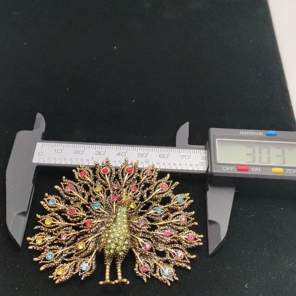 Multicolor Peacock Brooch / Pendant